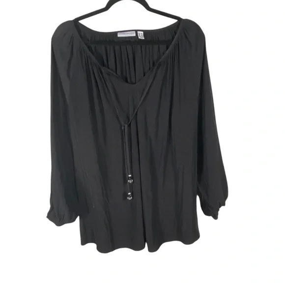 Susan Graver Black Pheasant Style Blouse 18W - Picture 2 of 9